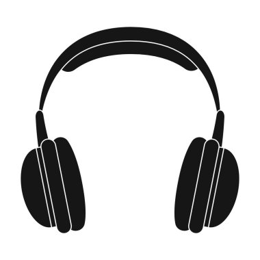 Vintage kulaklık simge siyah stil beyaz arka plan üzerinde izole içinde. Hippi tarzı sembol stok vektör çizim.