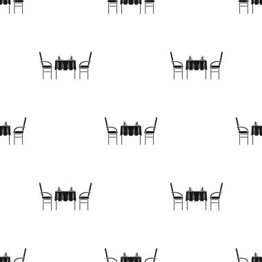 Restoran tablo simge siyah stil beyaz arka plan üzerinde izole içinde. Restoran desen hisse senedi vektör çizim.