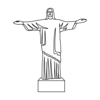 İsa beyaz arka plan üzerinde izole Redeemer simge anahat tarzı. Brezilya ülke sembol stok vektör çizim.