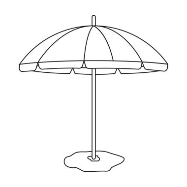 Sarı-yeşil plaj şemsiye simgesi beyaz arka plan üzerinde izole anahat tarzı. Brezilya ülke sembol stok vektör çizim.