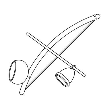 Beyaz arka plan üzerinde izole anahat tarzı berimbau simgesi. Brezilya ülke sembol stok vektör çizim.