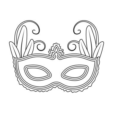 Brezilya karnaval maskesi simgesi beyaz arka plan üzerinde izole anahat tarzı. Brezilya ülke sembol stok vektör çizim.