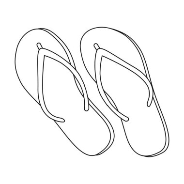 Yeşil parmak arası terlik simgesi beyaz arka plan üzerinde izole anahat tarzı. Brezilya ülke sembol stok vektör çizim.