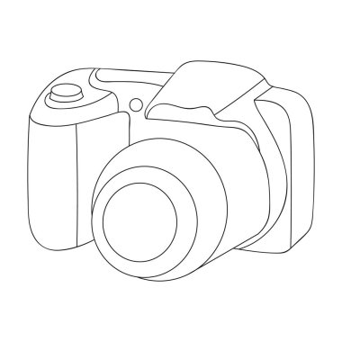 Dijital kamera simgesi beyaz arka plan üzerinde izole anahat tarzı. Aile tatili sembol stok vektör çizim.
