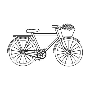 Pembe Bisiklet sepet simgesi beyaz arka plan üzerinde izole anahat tarzı ile. Fransa ülke sembol stok vektör çizim.