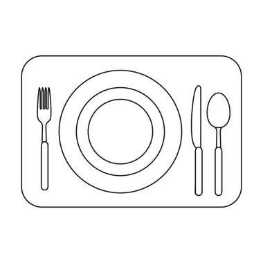 Tablo simgesi beyaz arka plan üzerinde izole anahat stili görev yaptı. Dinlenmek ve sembol stok vektör çizim seyahat.