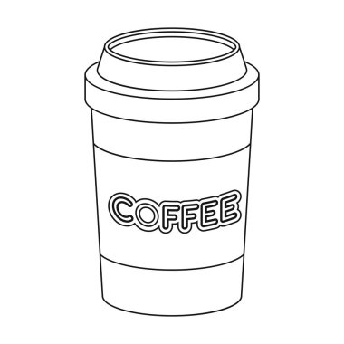 Tek kullanımlık kahve Kupası simgesi beyaz arka plan üzerinde izole anahat tarzı. Hippi tarzı sembol stok vektör çizim.