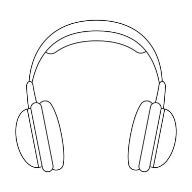 Beyaz arka plan üzerinde izole anahat tarzı Vintage kulaklık simgesi. Hippi tarzı sembol stok vektör çizim.