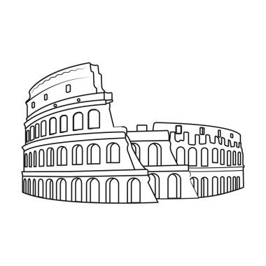 Colosseum İtalya simgesi beyaz arka plan üzerinde izole anahat tarzı. Ülkeler sembol stok vektör çizim.