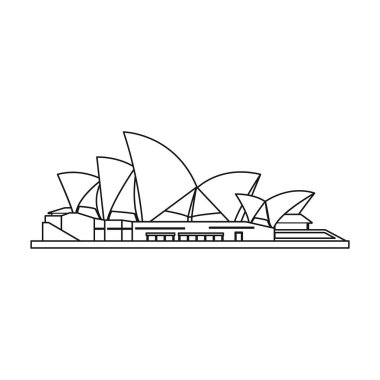 Sidney Opera Evi simgesi beyaz arka plan üzerinde izole anahat tarzı. Ülkeler sembol stok vektör çizim.