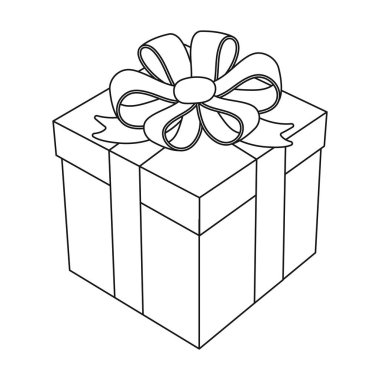 Hediye simgesi beyaz arka plan üzerinde izole anahat tarzı. Yardım ve bağış sembol stok vektör çizim.