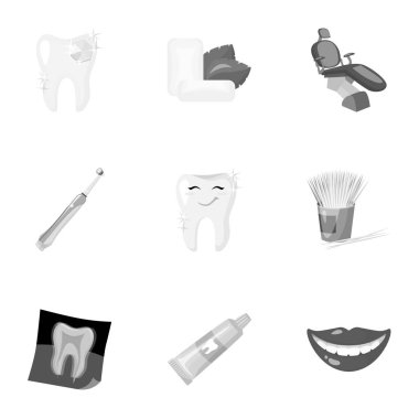 Diş Bakımı, tek renkli bir tarzda Icons set. Diş Bakımı vektör simge stok çizim büyük toplama