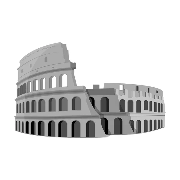 Coliseo en Italia icono en estilo monocromo aislado sobre fondo blanco. Países símbolo stock vector ilustración . — Archivo Imágenes Vectoriales