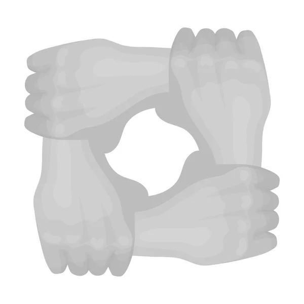 Anillo de manos icono en estilo monocromo aislado sobre fondo blanco. Caridad y donación símbolo stock vector ilustración . — Vector de stock