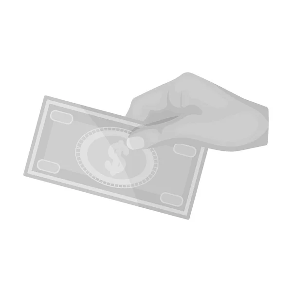 Manos dando icono de dinero en estilo monocromo aislado sobre fondo blanco. Caridad y donación símbolo stock vector ilustración . — Vector de stock