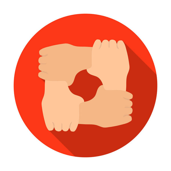 Ring of hands icon in flat style isolated on white background. Charity and donation symbol stock vector illustration.