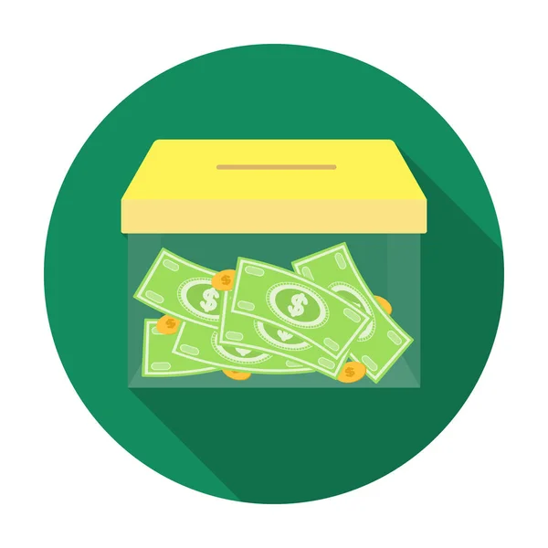 Icono de caja de dinero de donación en estilo plano aislado sobre fondo blanco. Caridad y donación símbolo stock vector ilustración . — Vector de stock