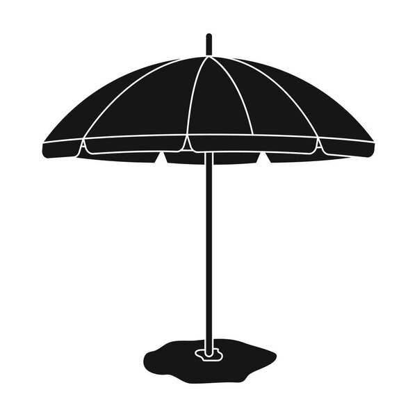 Yelow-green beach umbrella icon in black style isolated on white background. Brazil country symbol stock vector illustration.