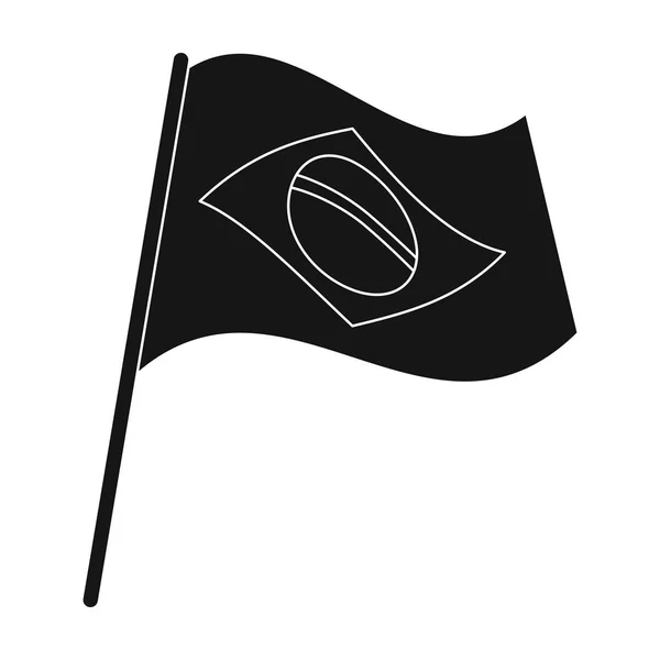 Flagga Brasilien ikonen i svart stil isolerad på vit bakgrund. Brasilien land symbol lager vektorillustration. — Stock vektor