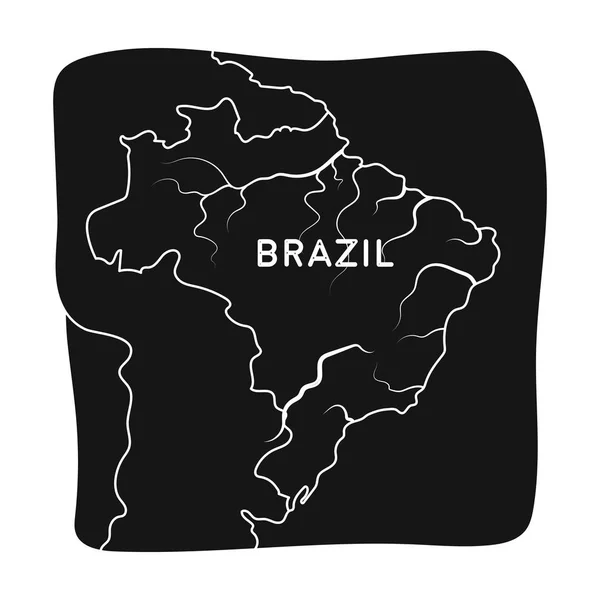 Grondgebied van Brazilië pictogram in zwarte stijl geïsoleerd op een witte achtergrond. Brazilië land symbool voorraad vectorillustratie. — Stockvector