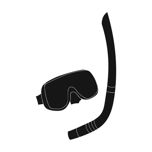 Mask och tub för dykning ikon i svart stil isolerad på vit bakgrund. Familjesemester symbol lager vektorillustration. — Stock vektor