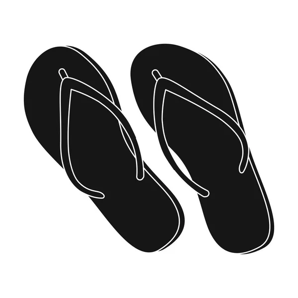 Ikon flip-flops hijau dalam gaya hitam diisolasi pada latar belakang putih. Ilustrasi vektor stok simbol negara Brasil . - Stok Vektor