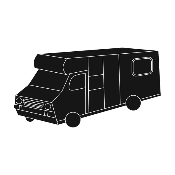 Campervan ikonjára fekete stílus elszigetelt fehér background. Családi nyaralás szimbólum vektor stock illusztráció. — Stock Vector