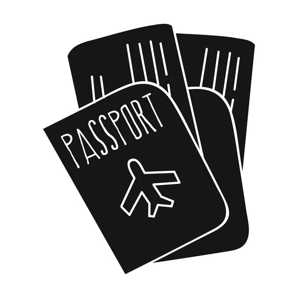 护照中孤立的白色背景上的黑色风格的图标。家庭出游象征股票矢量图. — 图库矢量图片
