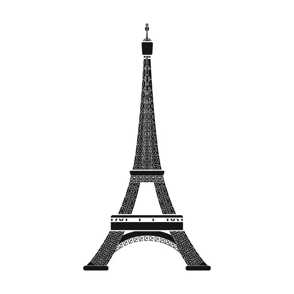 Icône tour Eiffel en style noir isolée sur fond blanc. France pays symbole illustration vectorielle de stock . — Image vectorielle