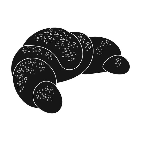 Croissant francés icono en estilo negro aislado sobre fondo blanco. Francia país símbolo stock vector ilustración . — Archivo Imágenes Vectoriales