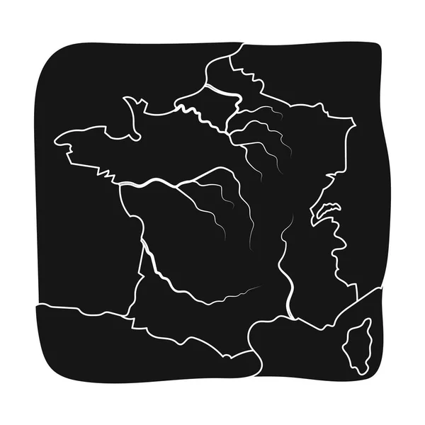 Икона территории Франции в черном стиле выделена на белом фоне. Векторная иллюстрация символов Франции . — стоковый вектор