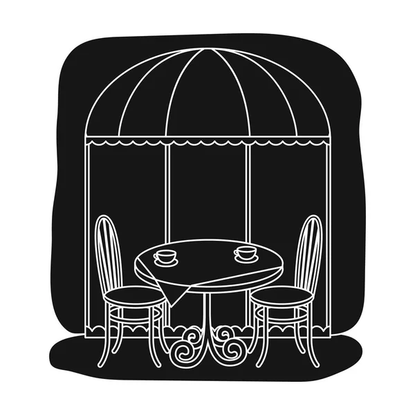 Table servie près de l'icône du café dans un style noir isolé sur fond blanc. France pays symbole illustration vectorielle de stock . — Image vectorielle