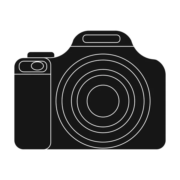 Ícone de câmera digital em estilo preto isolado no fundo branco. Ilustração do vetor do estoque do símbolo do resto e da viagem . — Vetor de Stock