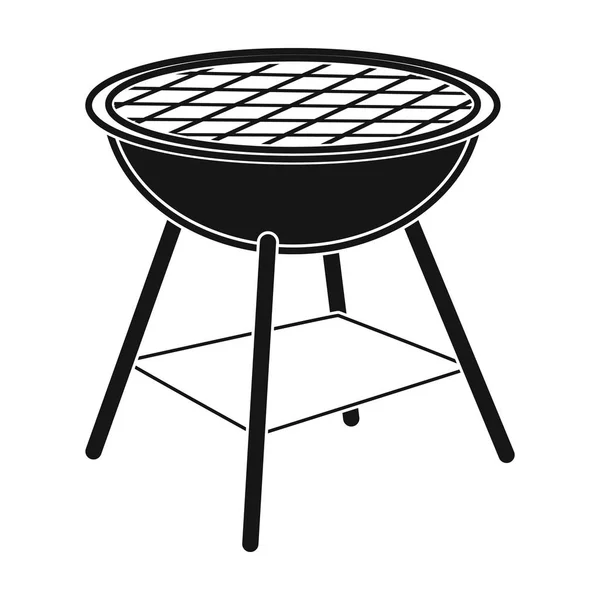 Parrilla parrilla icono en estilo negro aislado sobre fondo blanco. Picnic símbolo stock vector ilustración . — Vector de stock