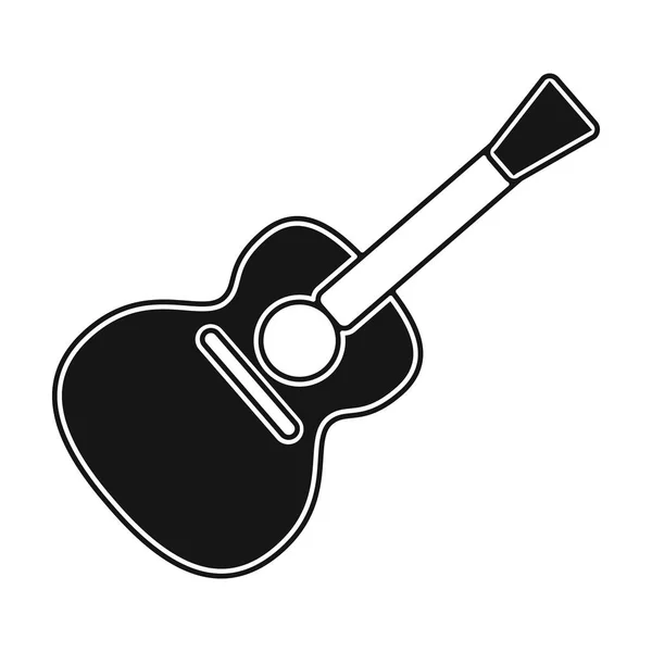 Ícone de guitarra acústica em estilo preto isolado em fundo branco. Símbolo de piquenique ilustração vetorial . — Vetor de Stock