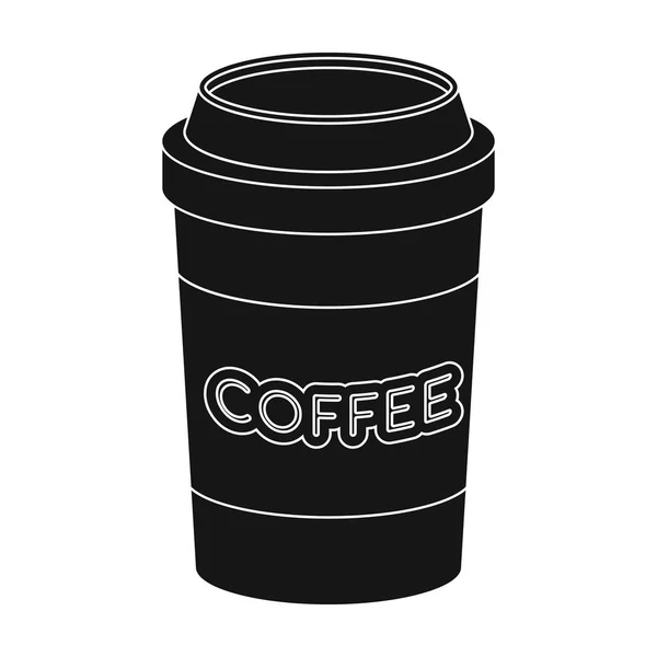 Icono de taza de café desechable en estilo negro aislado sobre fondo blanco. Hipster estilo símbolo stock vector ilustración . — Vector de stock