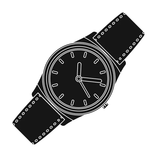 Montre classique icône de poignet dans un style noir isolé sur fond blanc. Illustration vectorielle du symbole de style Hipster . — Image vectorielle