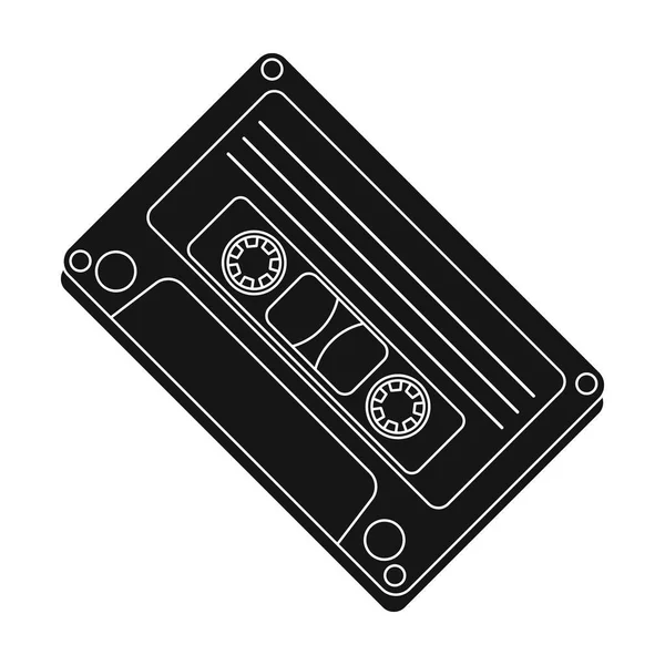 Audio-Kassetten-Symbol im schwarzen Stil isoliert auf weißem Hintergrund. hipster style symbol stock vektor illustration. — Stockvektor