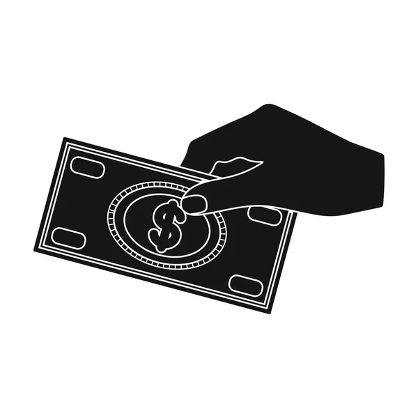 Hands giving money icon in black style isolated on white background. Charity and donation symbol stock vector illustration. — Stock Vector