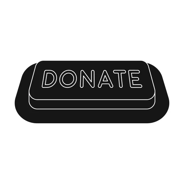 Doe ícone de botão em estilo preto isolado no fundo branco. Caridade e doação símbolo estoque vetor ilustração . — Vetor de Stock