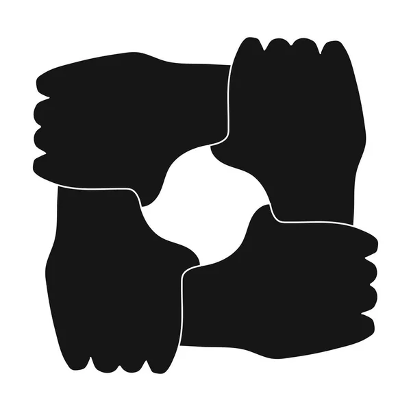 Anillo de manos icono en estilo negro aislado sobre fondo blanco. Caridad y donación símbolo stock vector ilustración . — Vector de stock