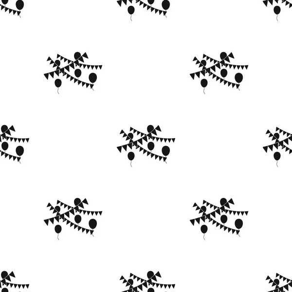 白い背景に分離された黒のスタイルでパーティーのフラグとバルーン アイコンイベント サービス パターン株式ベクトル図. — ストックベクタ