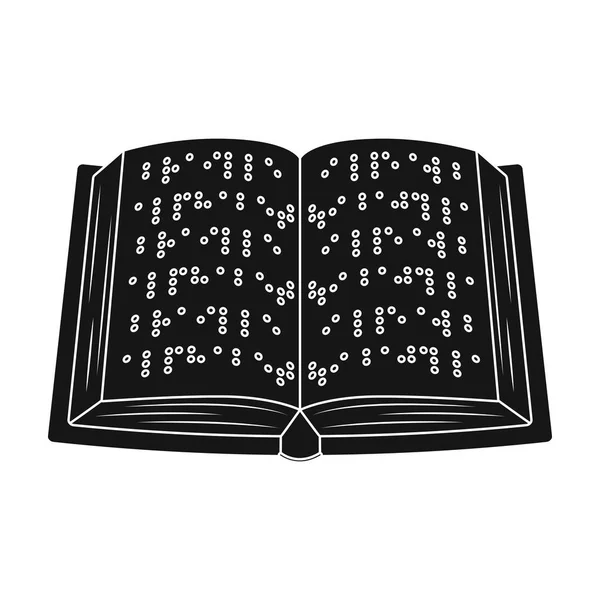 Libro escrito en braille icono en estilo negro aislado sobre fondo blanco. Intérprete y traductor símbolo stock vector ilustración . — Vector de stock