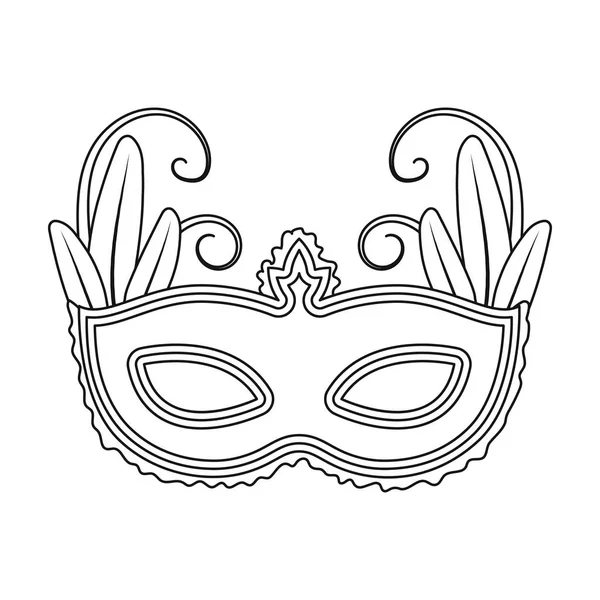 Brazylijski karnawał maska ikona stylu kontur na białym tle. Brazylia kraj symbol Stockowa ilustracja wektorowa. — Wektor stockowy