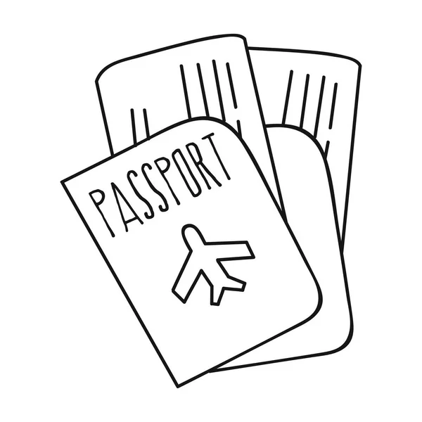 Ícone de passaporte em estilo esboço isolado no fundo branco. Família feriado símbolo estoque vetor ilustração . — Vetor de Stock