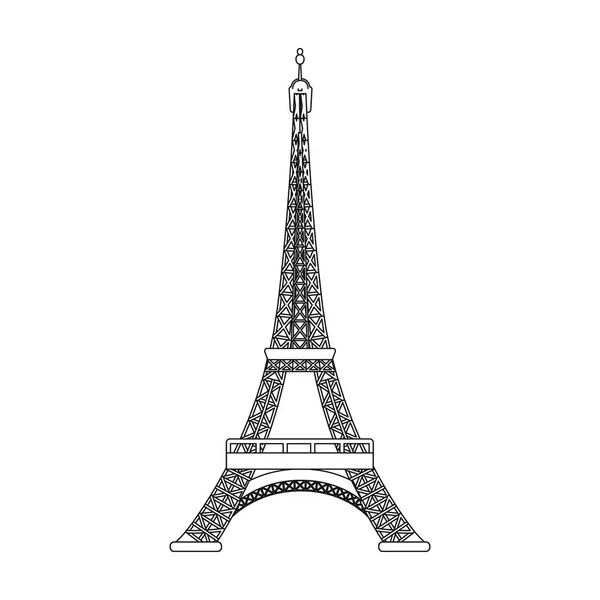 Icona della torre Eiffel in stile contorno isolato su sfondo bianco. Francia paese simbolo stock vettore illustrazione . — Vettoriale Stock