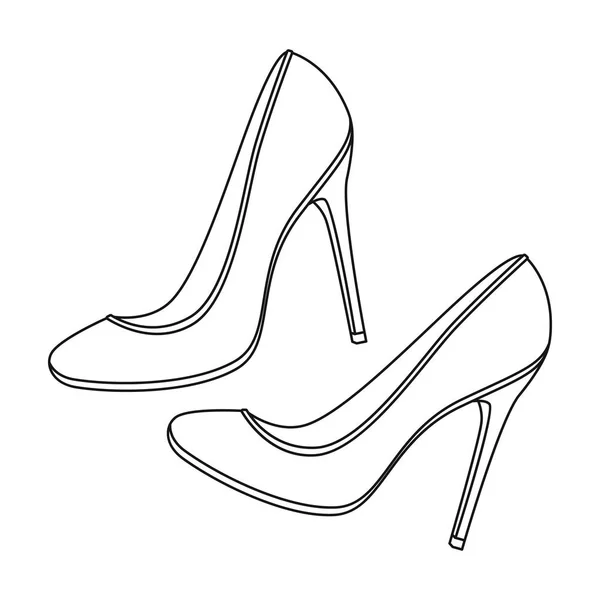 Scarpe con tacco a stiletto icona in stile contorno isolato su sfondo bianco. Francia paese simbolo stock vettore illustrazione . — Vettoriale Stock