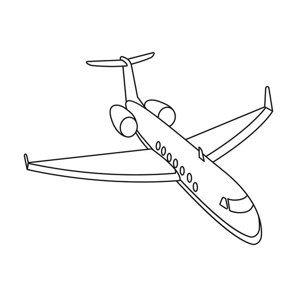 Icona aeroplano in stile contorno isolato su sfondo bianco. Riposo e simbolo di viaggio stock illustrazione vettoriale . — Vettoriale Stock