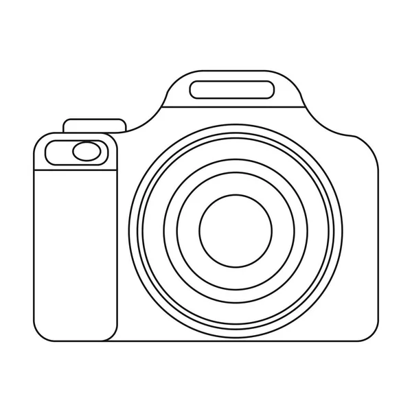 Icona fotocamera digitale in stile contorno isolato su sfondo bianco. Riposo e simbolo di viaggio stock illustrazione vettoriale . — Vettoriale Stock