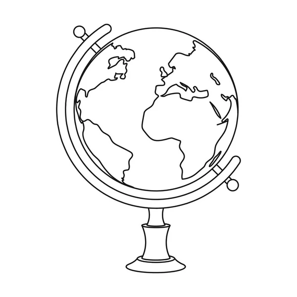 Ikona globu w stylu konspektu na białym tle. Odpoczynek i podróż symbol Stockowa ilustracja wektorowa. — Wektor stockowy